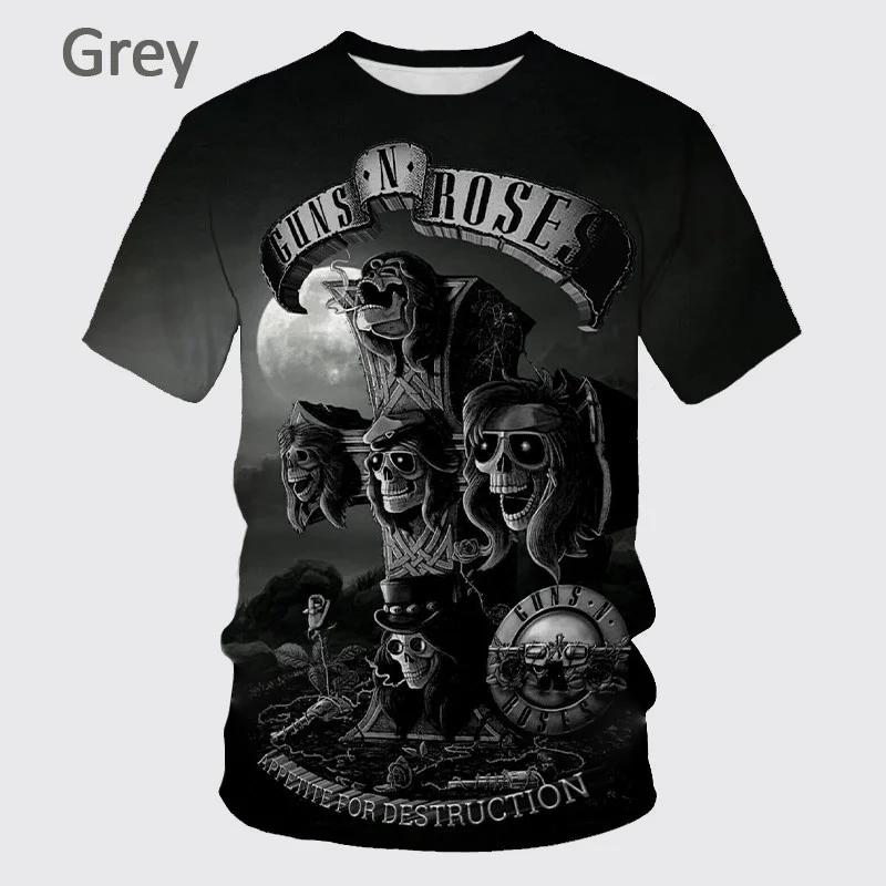 Summer   Guns N' Roses Rock Band 3d T-shirt Unisex's And WoUnisex's Hip-hop Casual Fashion T-shirt Harajuku Oversized Tops