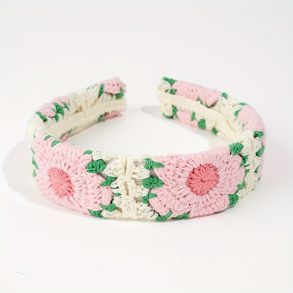 Boho-Chic Floral Knit Headband for Women - Cute & Stylish Hair Accessory, Perfect for Casual Attire