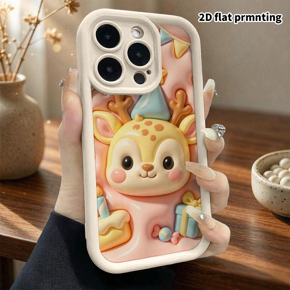 Phone case: 2D flat, suitable for iPhone 18, 17, 16, 15, 14, 13 Pro protective case, cream-colored base, perfect Christmas and Halloween holiday gift