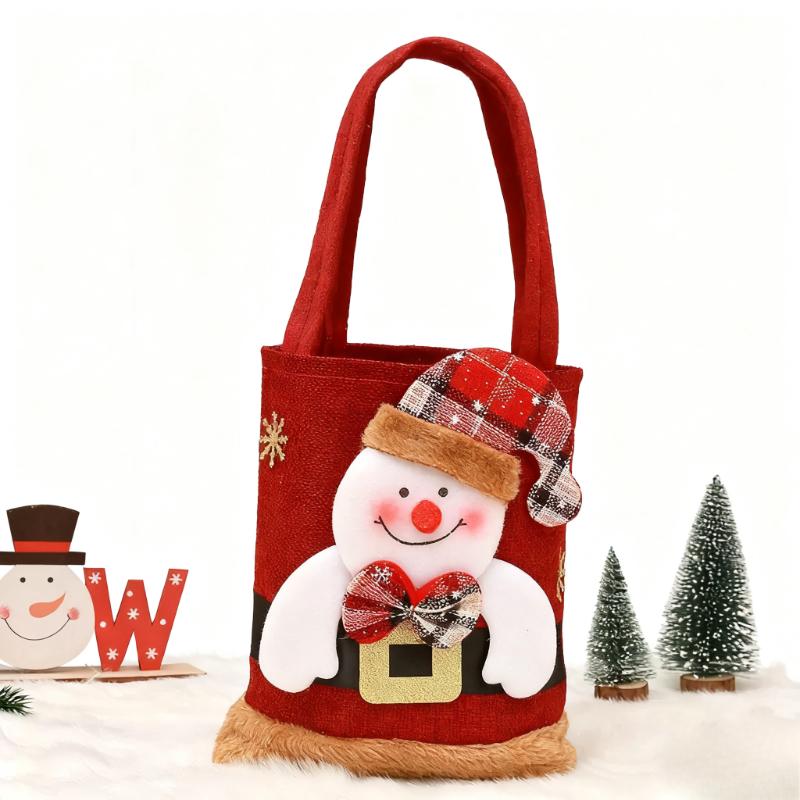 Saco de Presente de Natal Pano de Linho Ano Novo Bolsa de Doce Infantil Saco de Armazenamento de Maçã Véspera de Natal Natal Papai Noel Atacado 2025