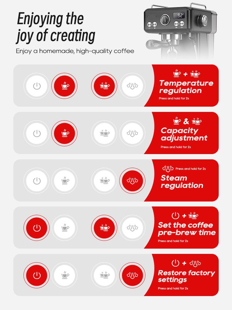 Espressomaschine Hibrew H10A 20 Bar Milchaufschäumer Temperatur einstellbar 350ml Kännchen