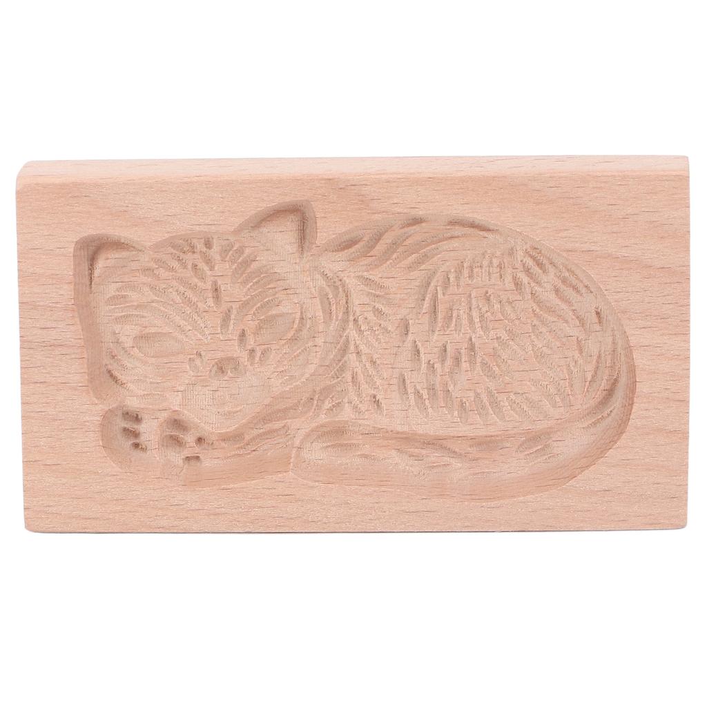 Animal Cookie Mold Lovely Vivid Wooden Biscuit Press Stamp Easy Demoulding Smoothly Cookie Mold Cat