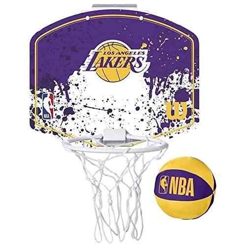 Wilson NBA Team Mini Hoop Los Angeles Lakers Basketball Hoop (WTBA1302LAL) - Unisex Adult - Board Width: 28.5cm x Height: 24cm / Ball Diameter: Approx