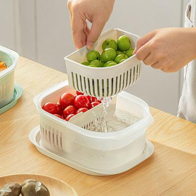 Box-Korb, staubdicht, mit abnehmbarem Abfluss, Kühlschrank-Aufbewahrungsdeckel, durchsichtige, sichtbare Doppelschichten, groß