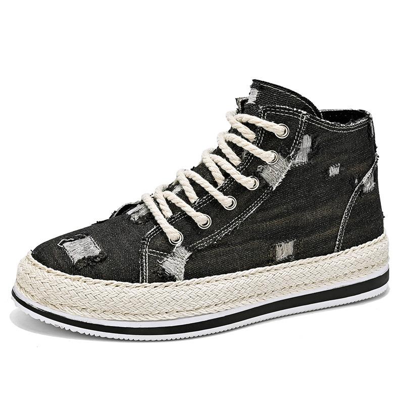 Fashion Men's High Top Canvas Sneakers with Lace Up Classic Casual Walking Shoes 2025 Summer New Youth Rundown Style Cricket Shoes