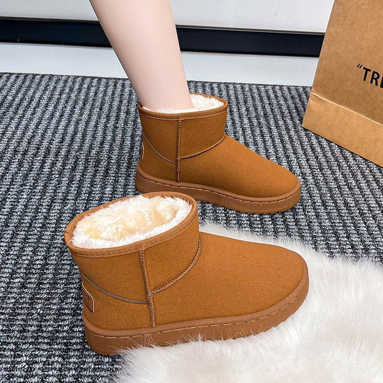 Women's Large Size Soft Sole Winter Warm Fur Snow Boots Padded Lined Ankle Boots Anti-slip Hiking Casual Sports Cotton Boots