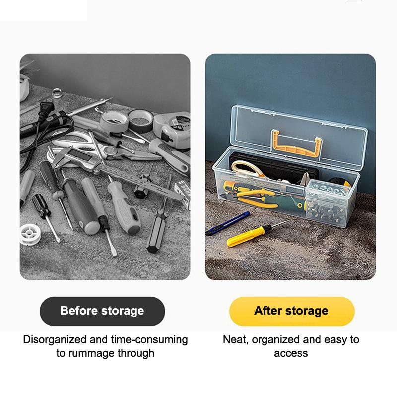 Transparent Handheld Toolbox Portable Large Capacity Thickened Plastic Hardware Tool Storage Box With Handle Tool Organizer Box