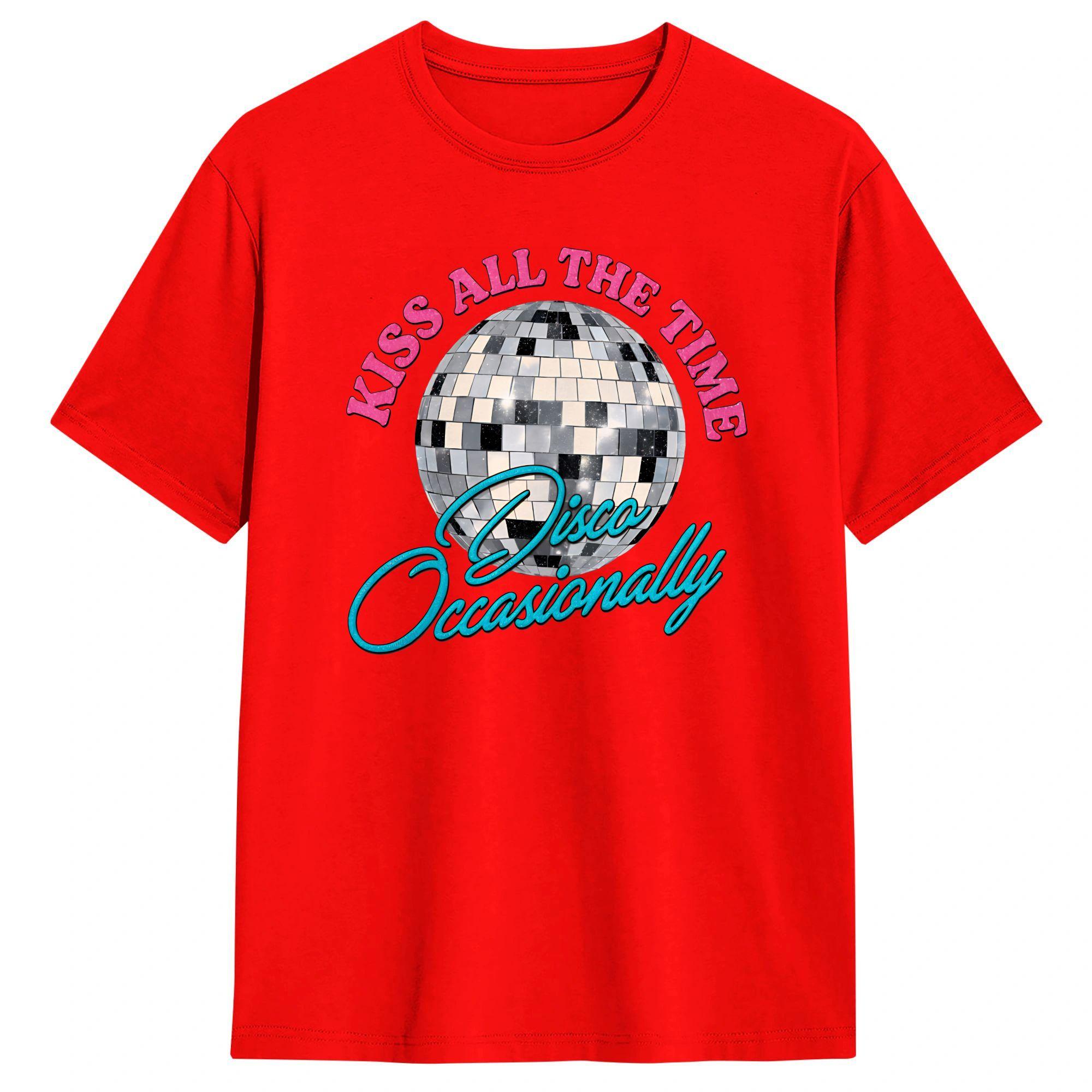 

Harry Style Kiss All The Time Disco Occasionally Disco Ball T Shirts for Unisex Pure Cotton Casual TShirts Round Neck Tee Shirt S