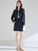Spring Retro Indigo Slim Denim Jean Suit with Petite Versatile Skirt