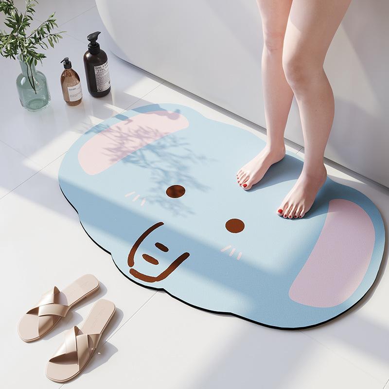Cartoon Bear Diatom Mud Floor Mat Bathroom Non-Slip Absorbent Foot Mat Household Toilet Quick-Drying Dirt-Resistant Floor Mat