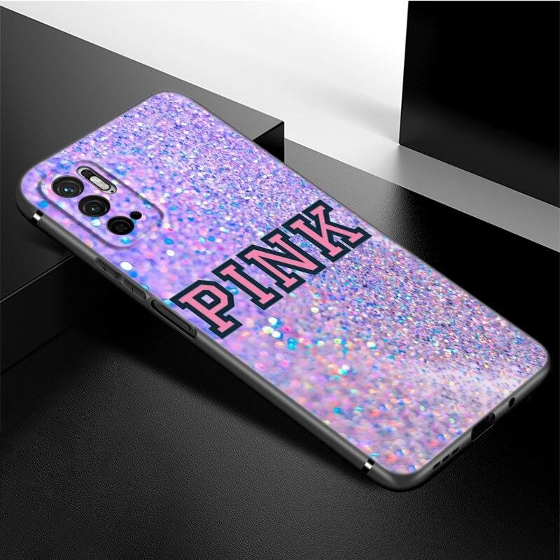 Fashion Pink Love Phone Case For Xiaomi Redmi Note 11 10 9 8 Pro 11T 5G 10T 10S 9S 9T 9i 9C 9A 8T Soft TPU Black Cover Funda