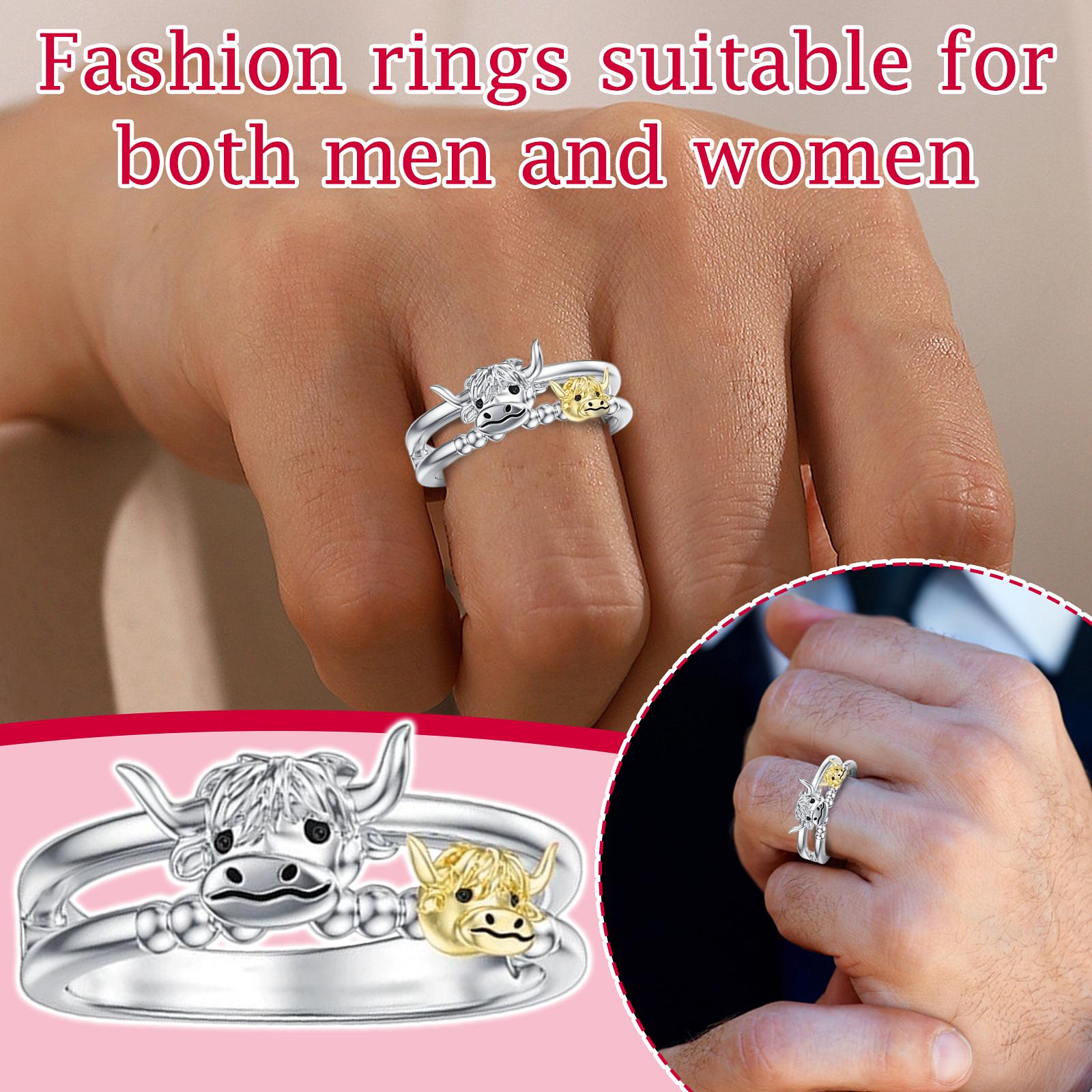 

Women s Ox Head Ring, Design, Unique Trendy Sweet Cool , Closed Band Ring One Size серебряный