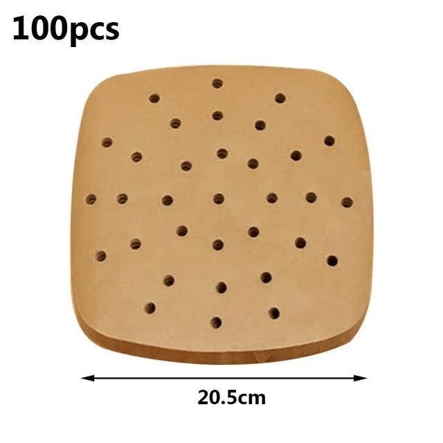 100 stk Airfryer-innlegg Non-stick Airfryer-matte Engangsoljepapir Pergamentpapir Engangsinnsats Hjemmekjøkkenforbruksvarer