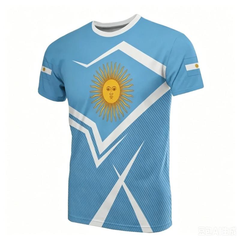T Shirt with Argentina Coat of Arms Summer Fashion Family Style Adults Kids Fashion Soccer Jersey Unisex for Fitness Running