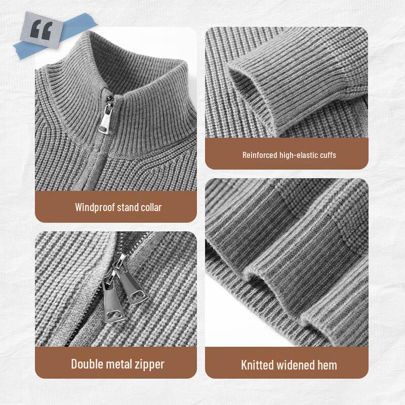 JEANSWEST LIFE Men's Guochao Double-Zip Cardigan Knit Jacket