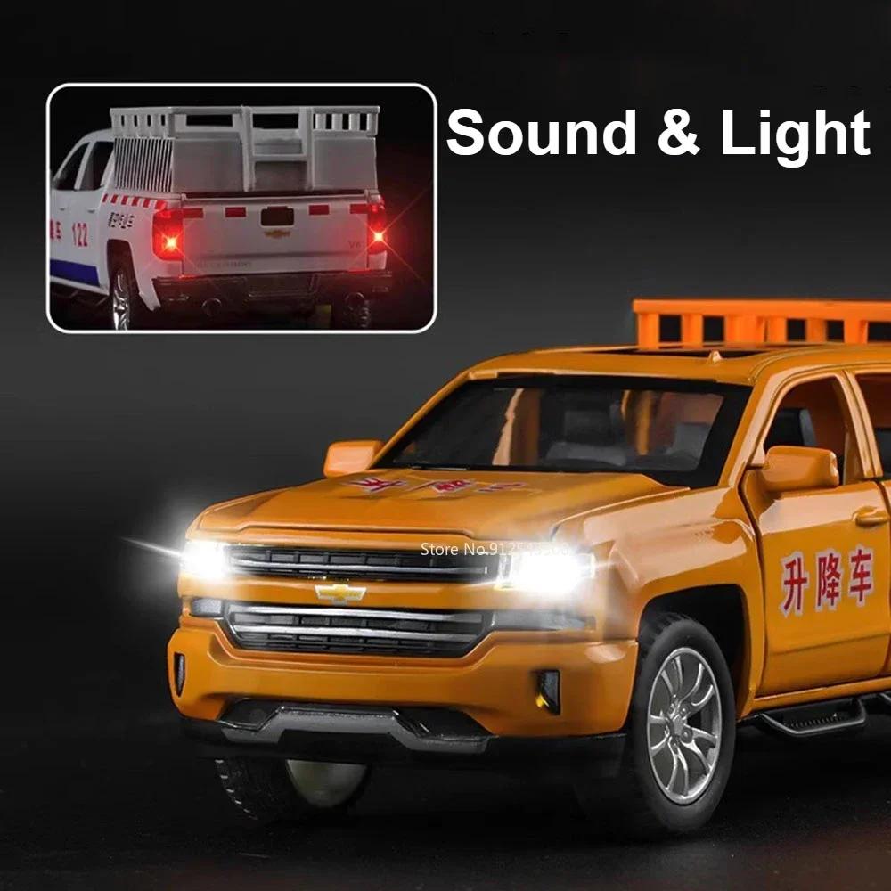 1:32 High Altitude Operation Lifting Car Dump Truck Toy Model Sound Light Pull Back Engineering Vehicles Kids Birthday Gifts