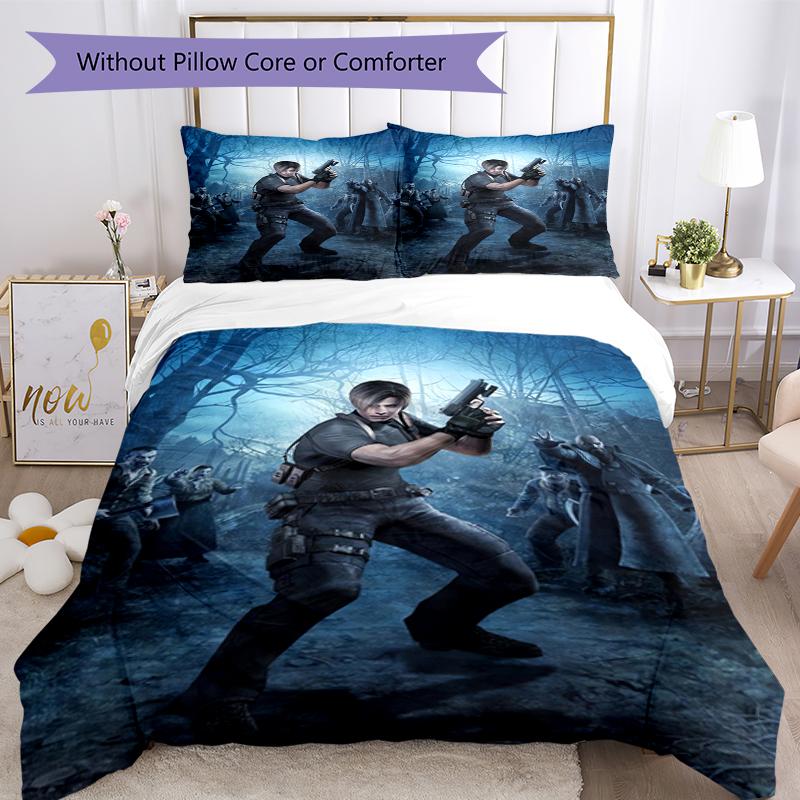 3pcs Resident Evil Bedding Set Duvet Cover Closure Includes 1 Duvet Cover & 2 Pillowcases, Soft and Comfortable for All Seasons.