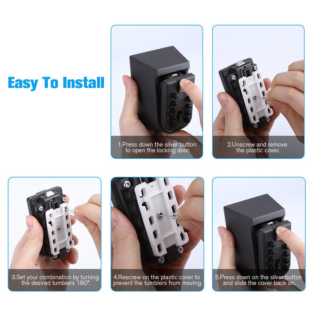Key Lock Safe Box Outdoor Storage Box With Code Weatherproof Aluminum Alloy Password Security Case