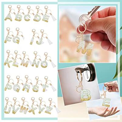 New Tassel Letter Key Chain Crystal Glue Pendant European And American Popular Ornaments Fashion Bag Key Chain