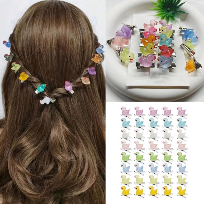 40PCS Mini Cartoon Duck Shaped Hair Accessories Side Clip Hairpins For Kids Girls Party Use Headwear