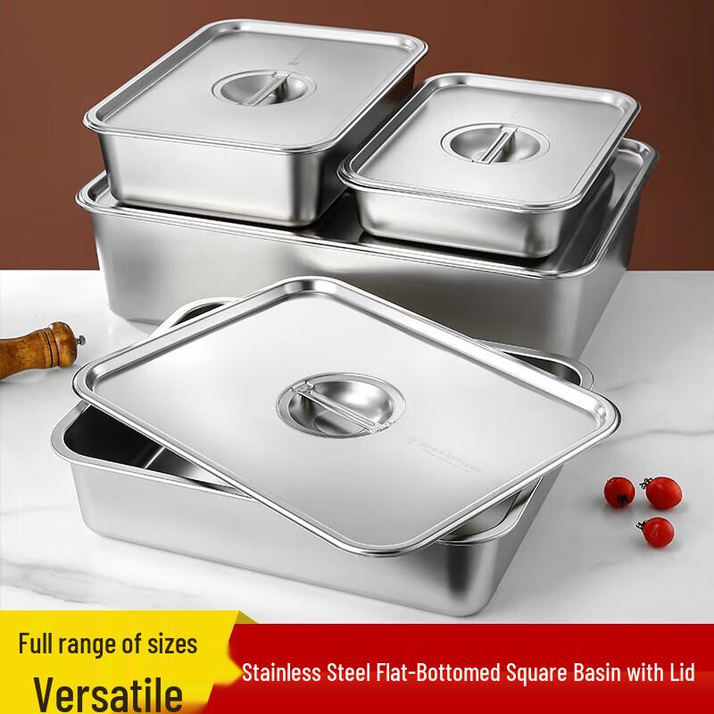 Stainless Steel Deep Food Tray with Lid