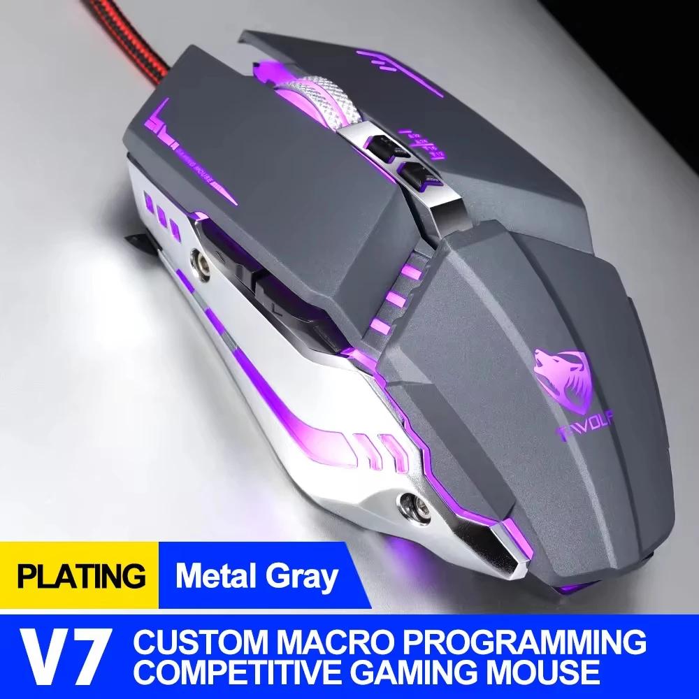 

Breathing Light Ergonomic Computer Wired DPI 3200 USB Gaming Mouse With Macro Programming сірий колір