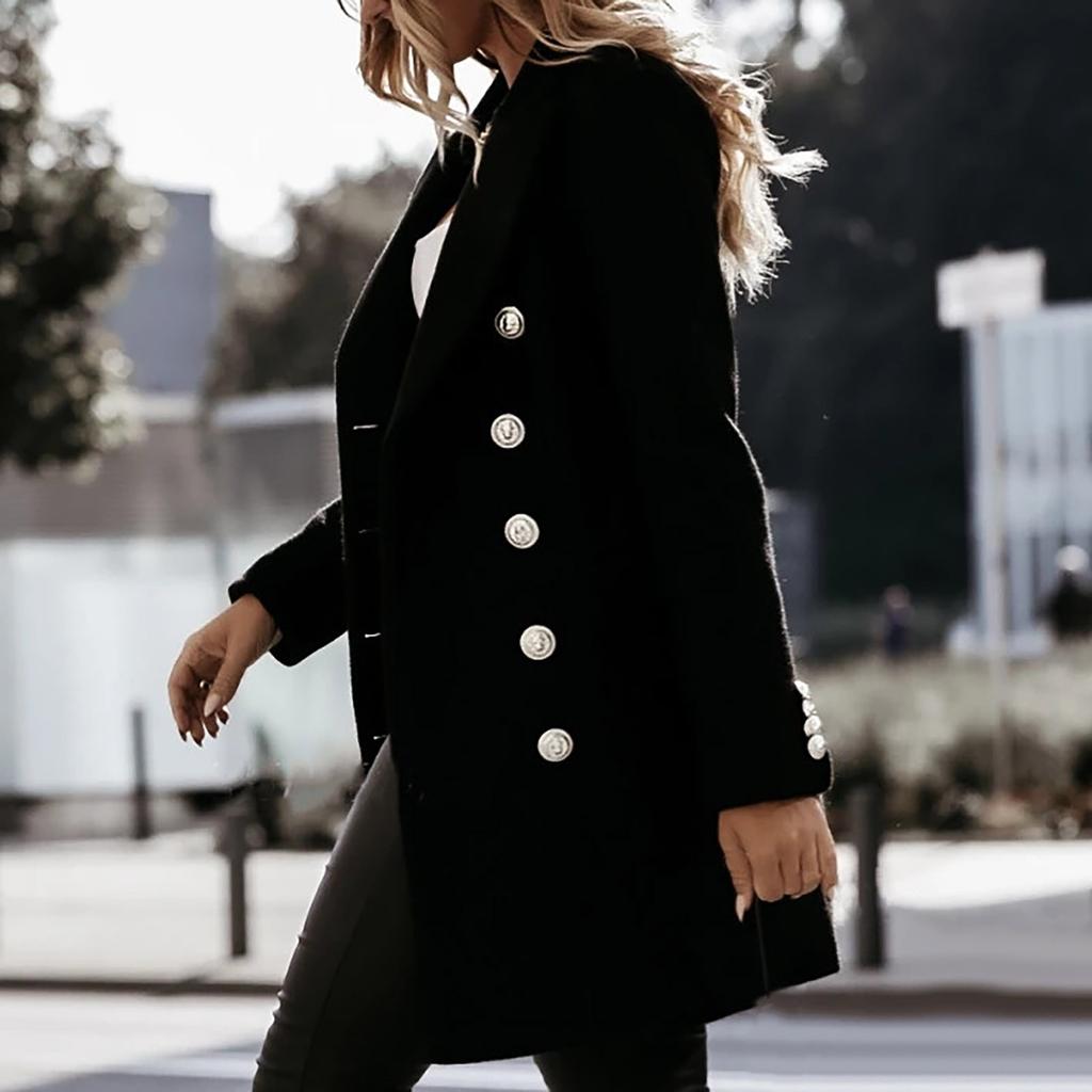 Damen- Und Winter Langärmeliger Anzug Kragen Zweireihige Neko-Jacke