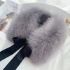 Fashion Warm Fur Collar Scarf Soft Fluffy Women Scarves Ultra Bow Ribbon Fake Collar Cold Weather