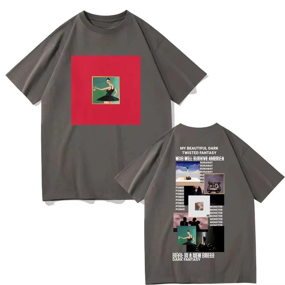 Hip Hop Vintage T Shirt Rapper Kanye West My Beautiful Dark Twisted Fantasy Cover T-shirts Donda The College Dropout T-shirt S