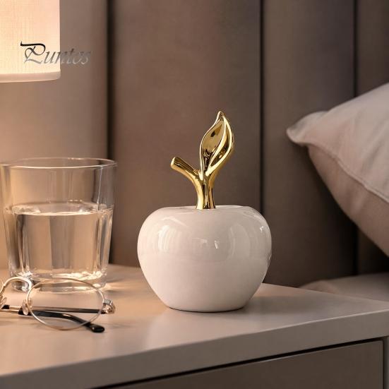 Nordic Style Room Decorations Resin Apples Figurine with Leaf Minimalist Fruit Ornament Modern Home Decor Arts Crafts Desk Office Decor Housewarming