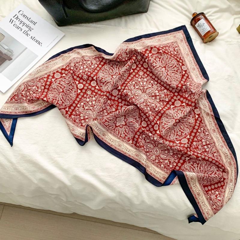 Cashew flower silk scarf new trend bag headscarf headband neck protector scarf scarf small shawl triangle scarf fart curtain