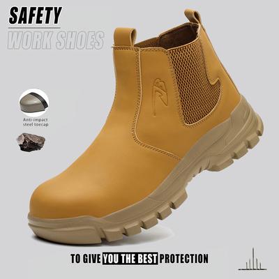Botas de Segurança Impermeáveis para Trabalho Masculinas com Biqueira de Aço Botas de Couro Botas de Trabalho Resistentes a Perfurações Botas de Segurança Indestrutíveis Resistentes ao Desgaste