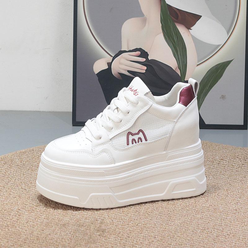 

Мода 10СМ Воздушная сетка Микрофибра Кожа Дышащие Женские Высокий Бренд Массивные Кроссовки Платформа Женские Вулканизированные Летние Удобные Туфли 34