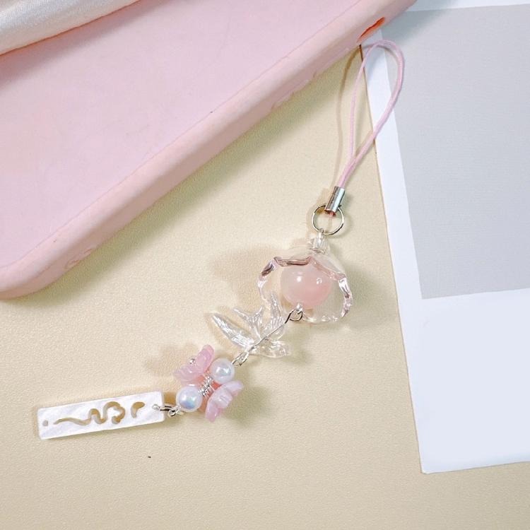 Handmade Bird Wind Chime Phone Strap Unique Flower Pendant Women Key Jewelry Acrylic Texture Suitable for Fashion Women