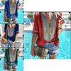 Stunning Womens Vintage Striped V Neck Loose Shirt Tops Half Sleeve Boho Blouse Plus Size