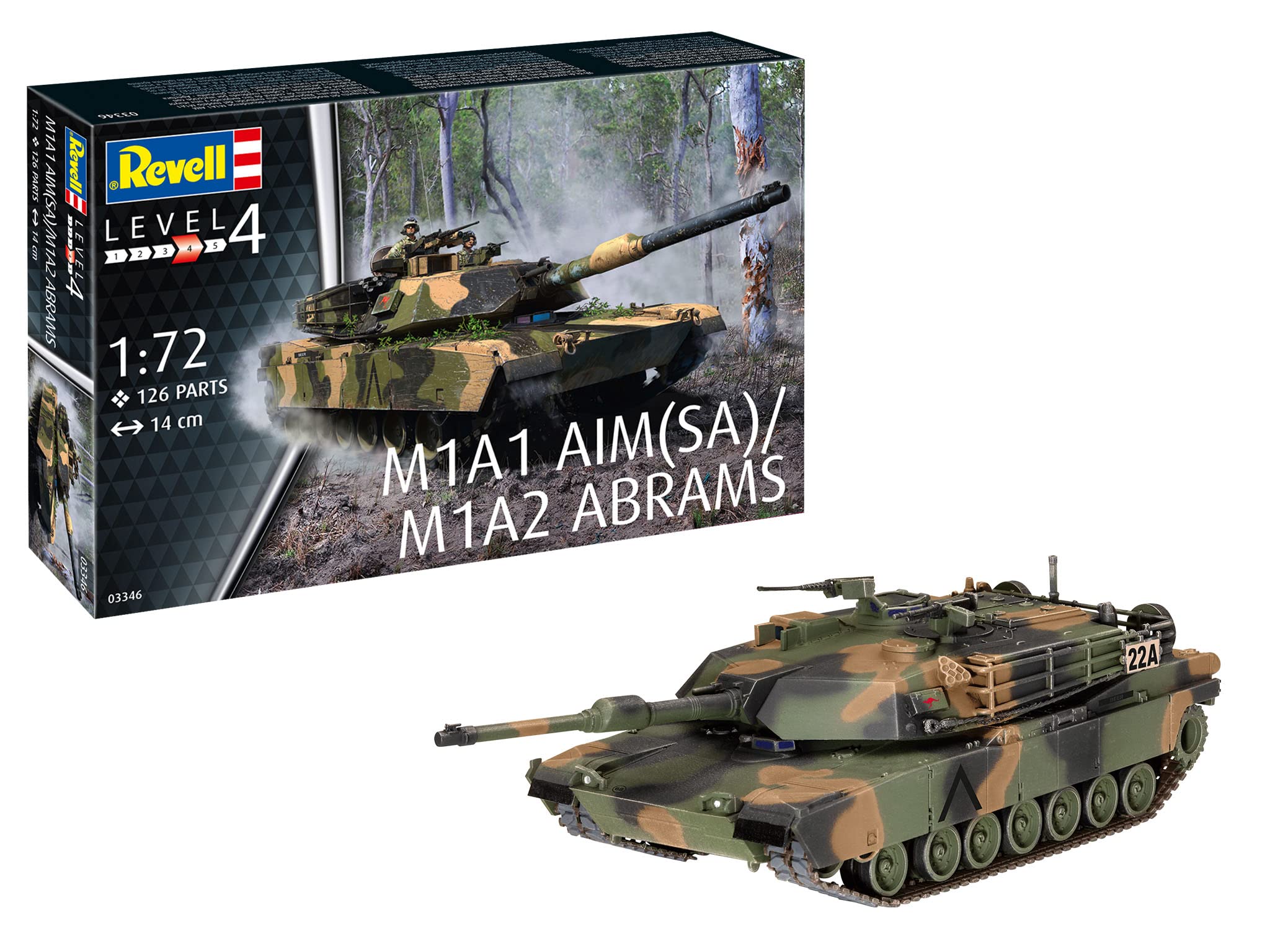 

German Revell scale US Army M1A2 Abrams plastic model kit 03346 1/72