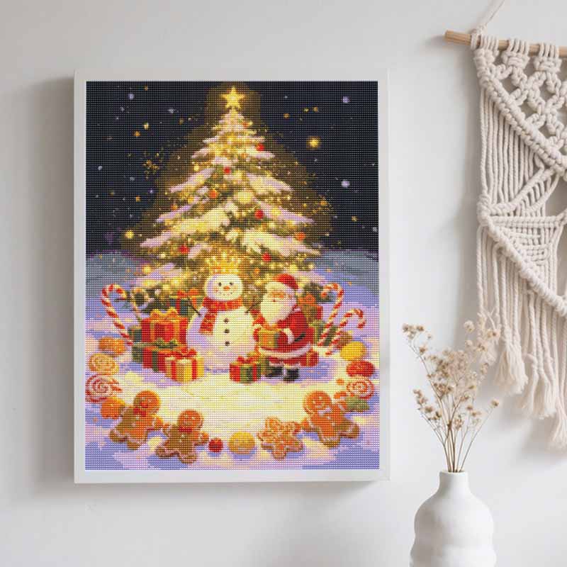 DIY Diamond Painting Kit Christmas Snowman 5D Full Drill Canvas Art Relaxing Stress Relief Craft for Adults and Beginners