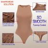 Kardashian Style Double-Layer High-Elastic Tummy-Control Bodysuit with Round Neck