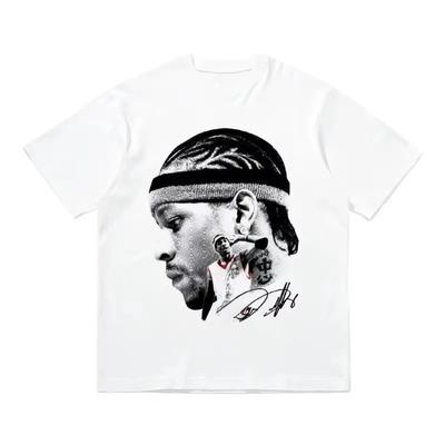 Moda Camiseta de Manga Corta Cuello Redondo Hombre en Tops y Camisetas Camiseta Cabeza Grande Estampada Estrella de Baloncesto Otoño e invierno Ropa interior
