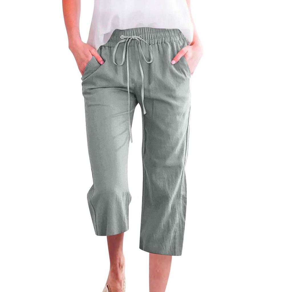 Women's Casual And Fashionable Solid Color Loose Pants With Pocketes