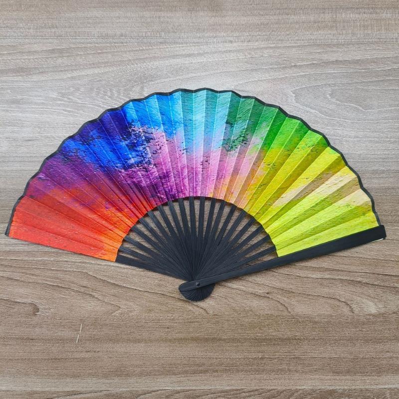 23cm Large Chinese Folding Hand Rave Fan Art Craft Gift Wedding Dance Hand Fan Festival Party Fan Gift Fan Home Decor Drag