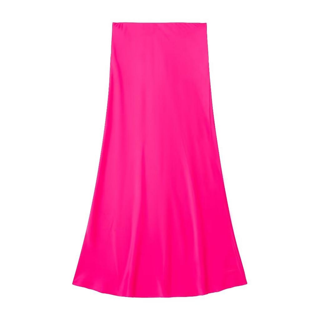 European and American style, new women's clothing, fashionable, casual silk satin texture Midi skirt 5427/453