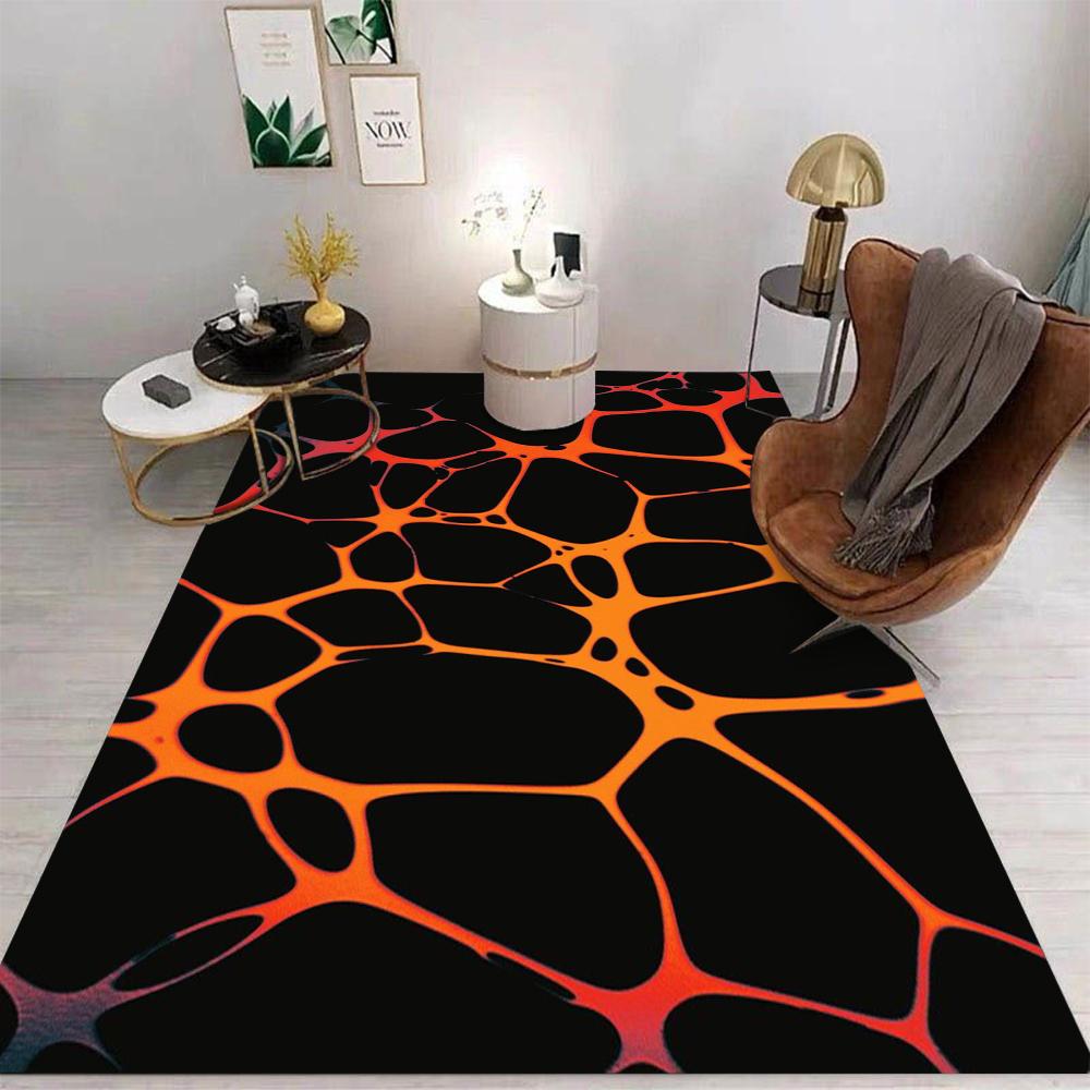 Lava Crack Pattern Carpet Various Styles With Red Orange Glowing Crackle Designs Non Slip Rug For Living Room Decor