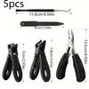 5PCS Stainless Steel Manicure Kit - Heavy Duty Nail Clippers Dead Skin Scissors & Nail Clippers with Nail File, Classic Black Handle