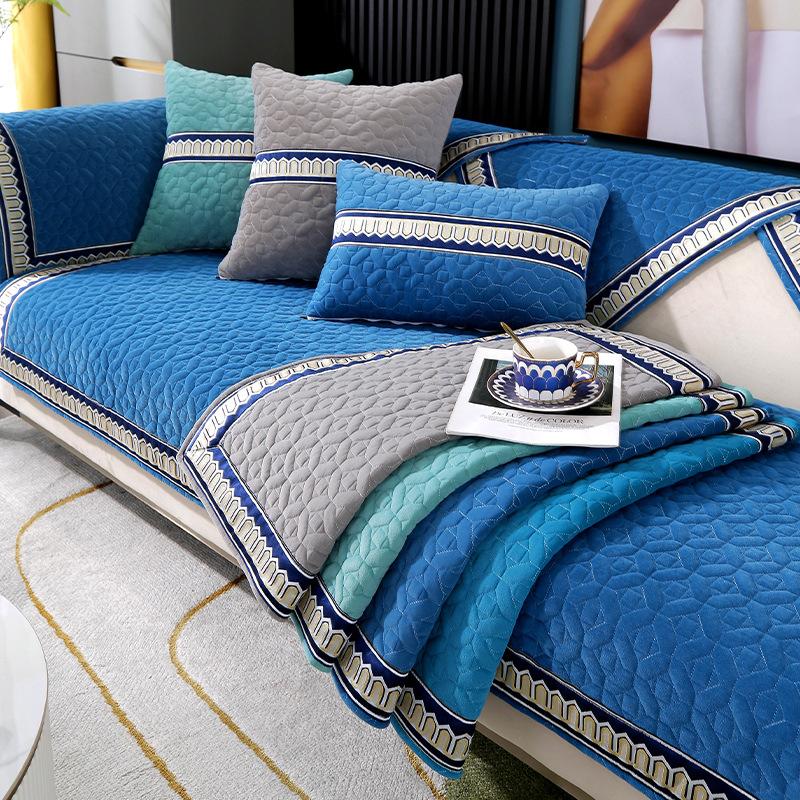 Podzimní plyšový potah na pohovku Zesílené prošívání Polštář na pohovku Moderní Jednoduché Jednobarevné popruhy Polštář na pohovku Obývací pokoj Teplý polštář