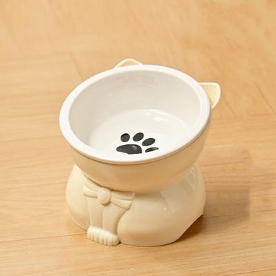 Pet Supplies Ceramic Cat Bowl Creative Slanted Mouth Dog Food Feeding Basin Non-slip Cute Pet Drinking Feeder Water Container
