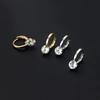 New Temperament Gold Color Water Drop Zircon Dangle Earrings for Women Charm Stainless Steel Korean Hoop Jewelry Accessories