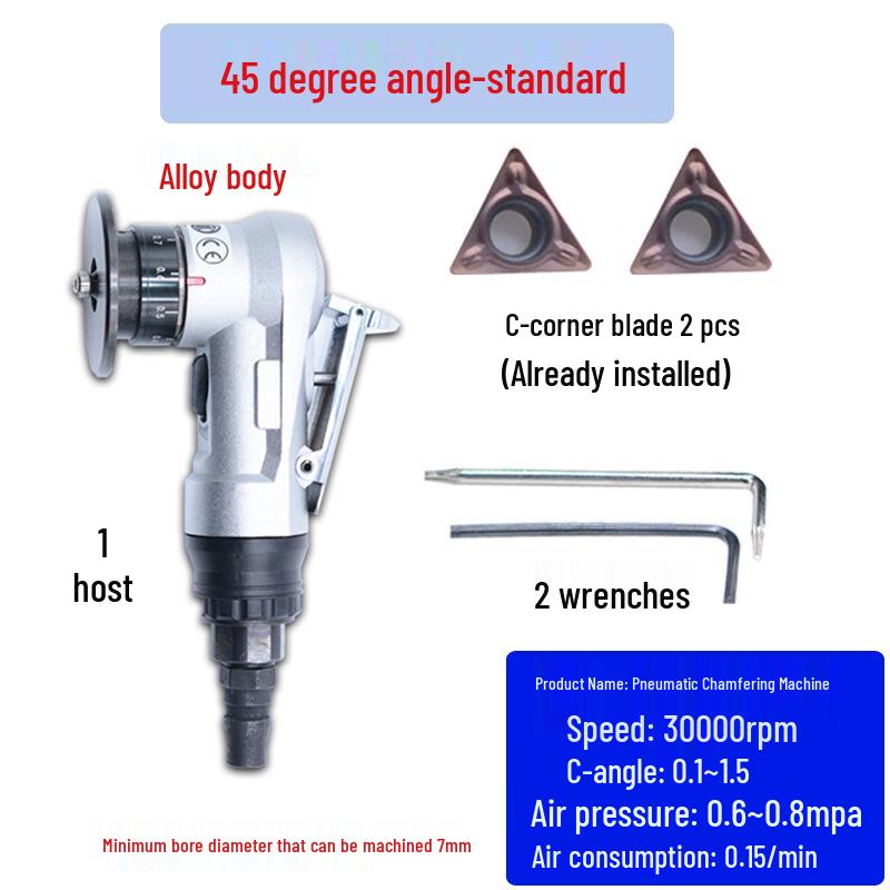 Handheld 45° Pneumatic Chamfering Tool for Metal Deburring and Grinding