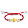 Gold Sand Peach Blossom Bead Bracelet – Handmade Red Rope for Couples, Perfect Qixi Gift