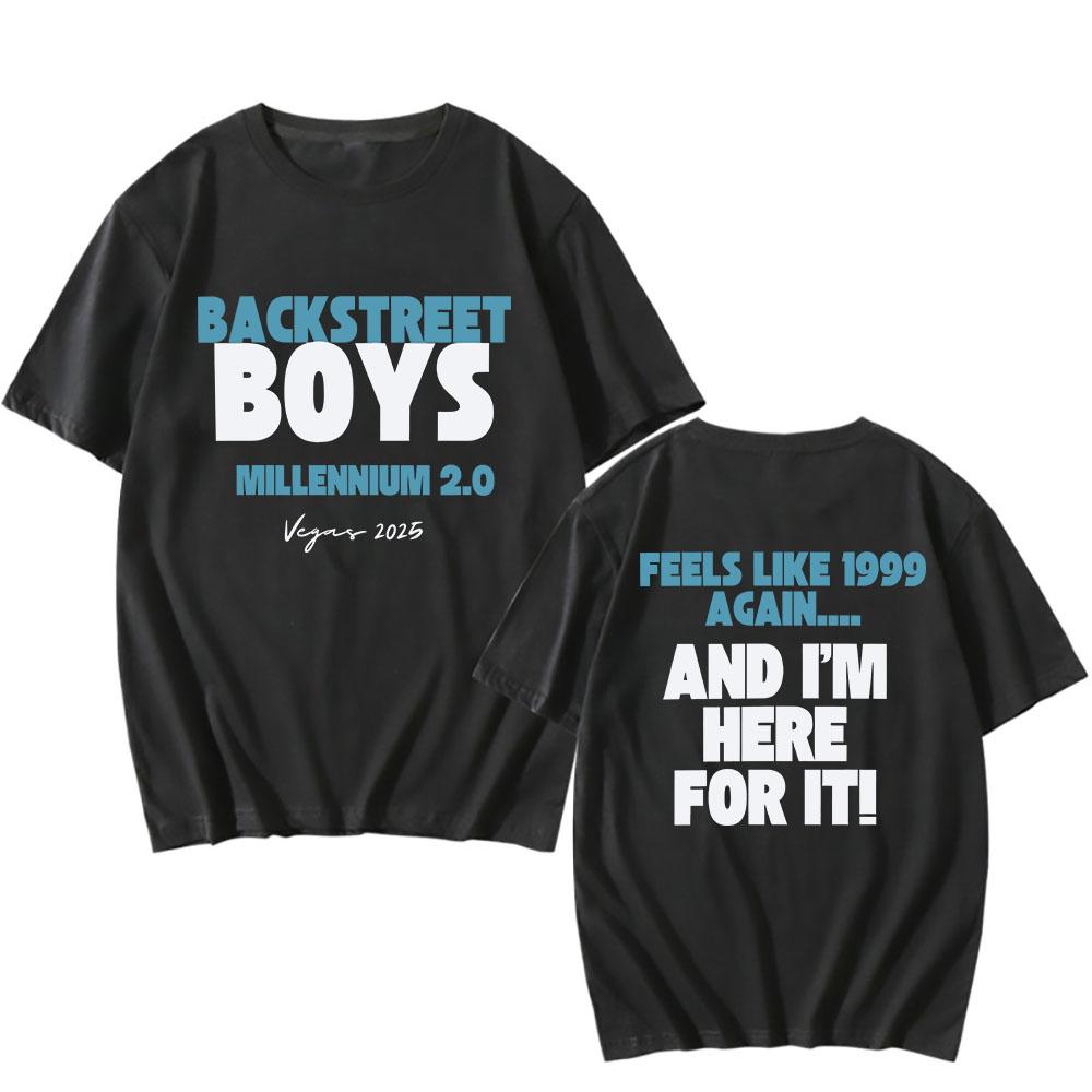 Millennium 2.0 1999 To Vegas 2025 Tour T-shirt Backstreet Boys Band Fashion Tshirts Cotton Short Sleeve Male T Shirt Unisex Tees